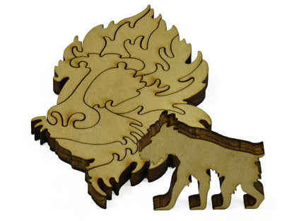 A closeup of pieces that make up a multi-piece baboon's head, along with a single baboon.