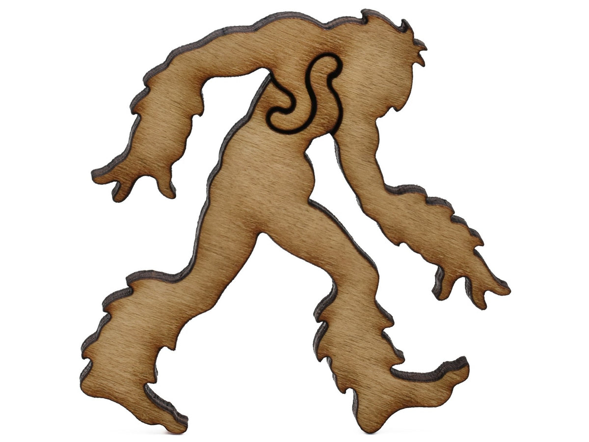 A closeup of pieces shaped like Big Foot.