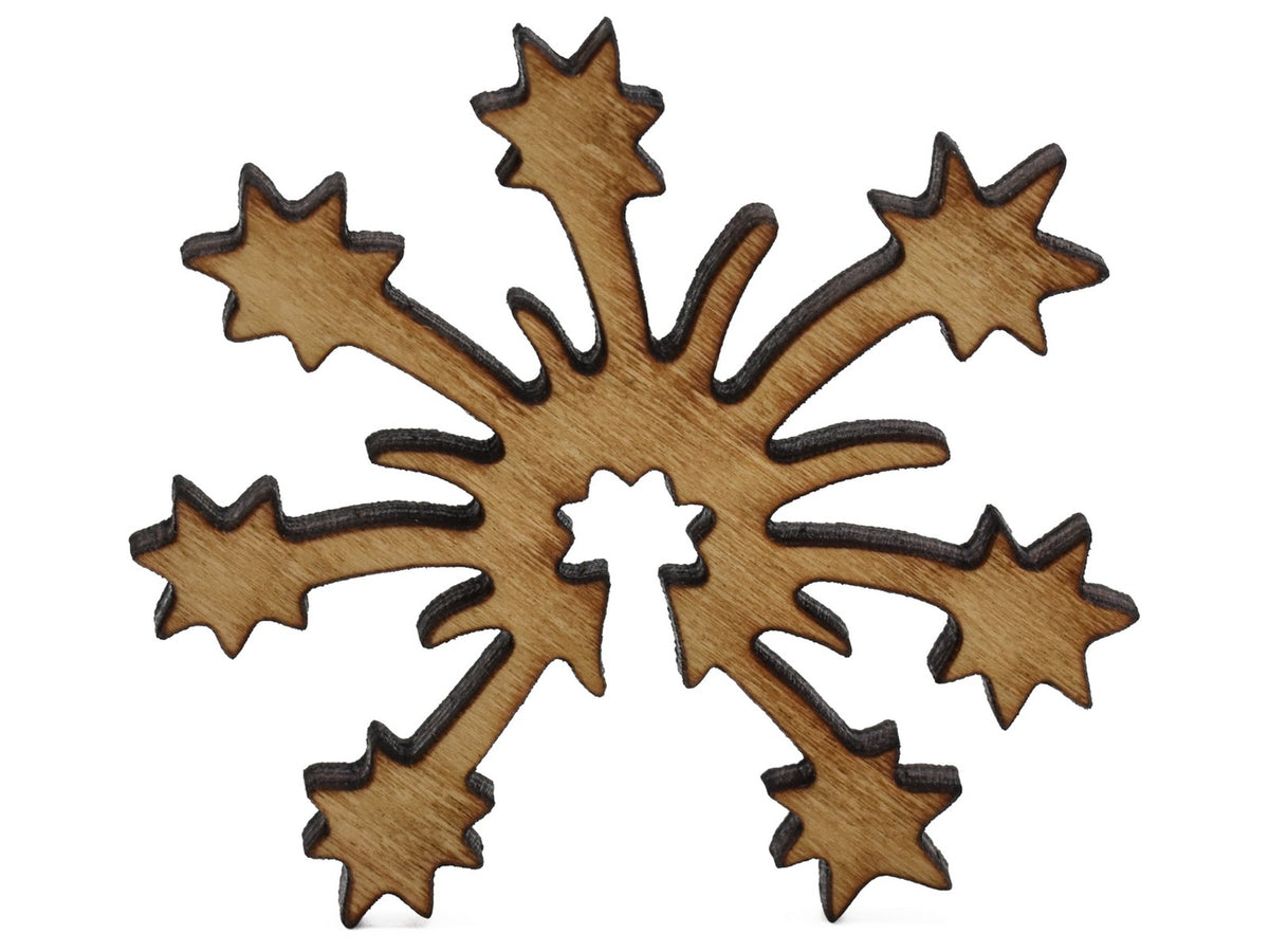A closeup of pieces shaped like an exploding firework.