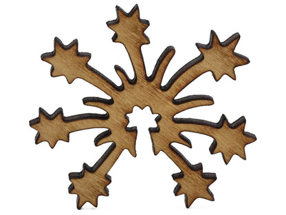 A closeup of pieces shaped like an exploding firework.