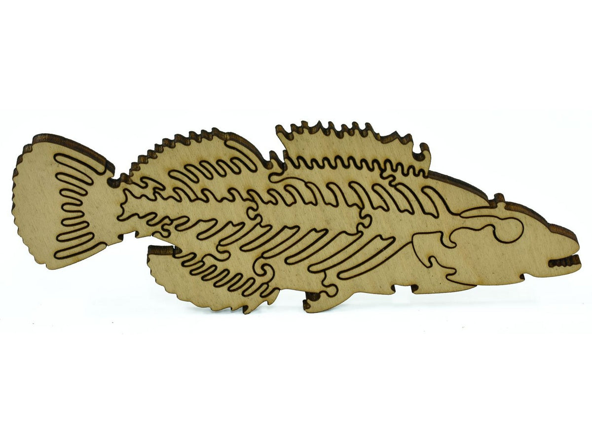 A closeup of pieces showing a large multi-piece fish.