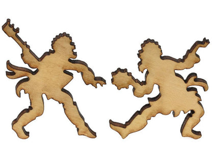 A closeup of pieces showing two people playing a game.