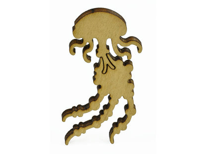 A closeup of pieces in the shape of a jellyfish.