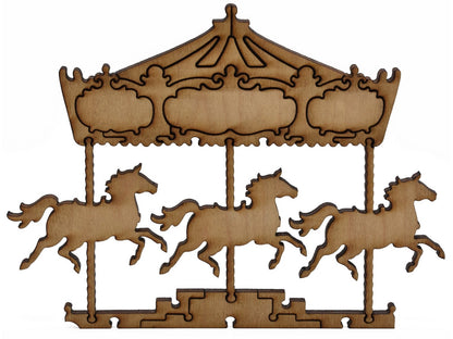A closeup of pieces shaped like a large carousel.