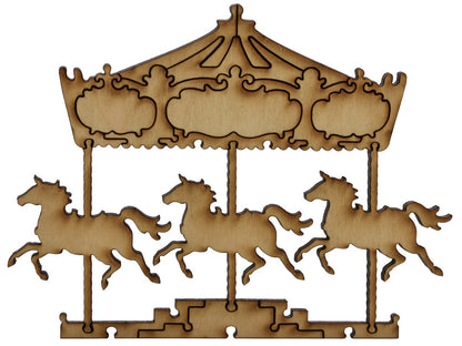 A closeup of pieces shaped like a large carousel.