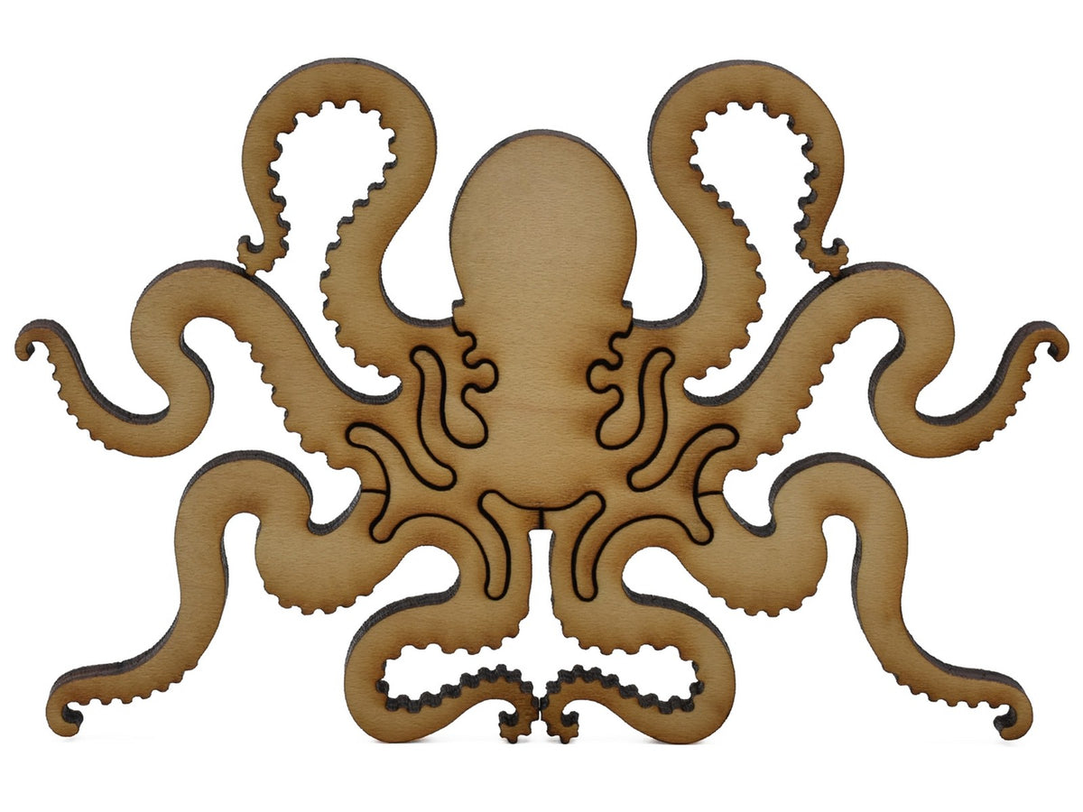 A closeup of pieces shaped like a large octopus.