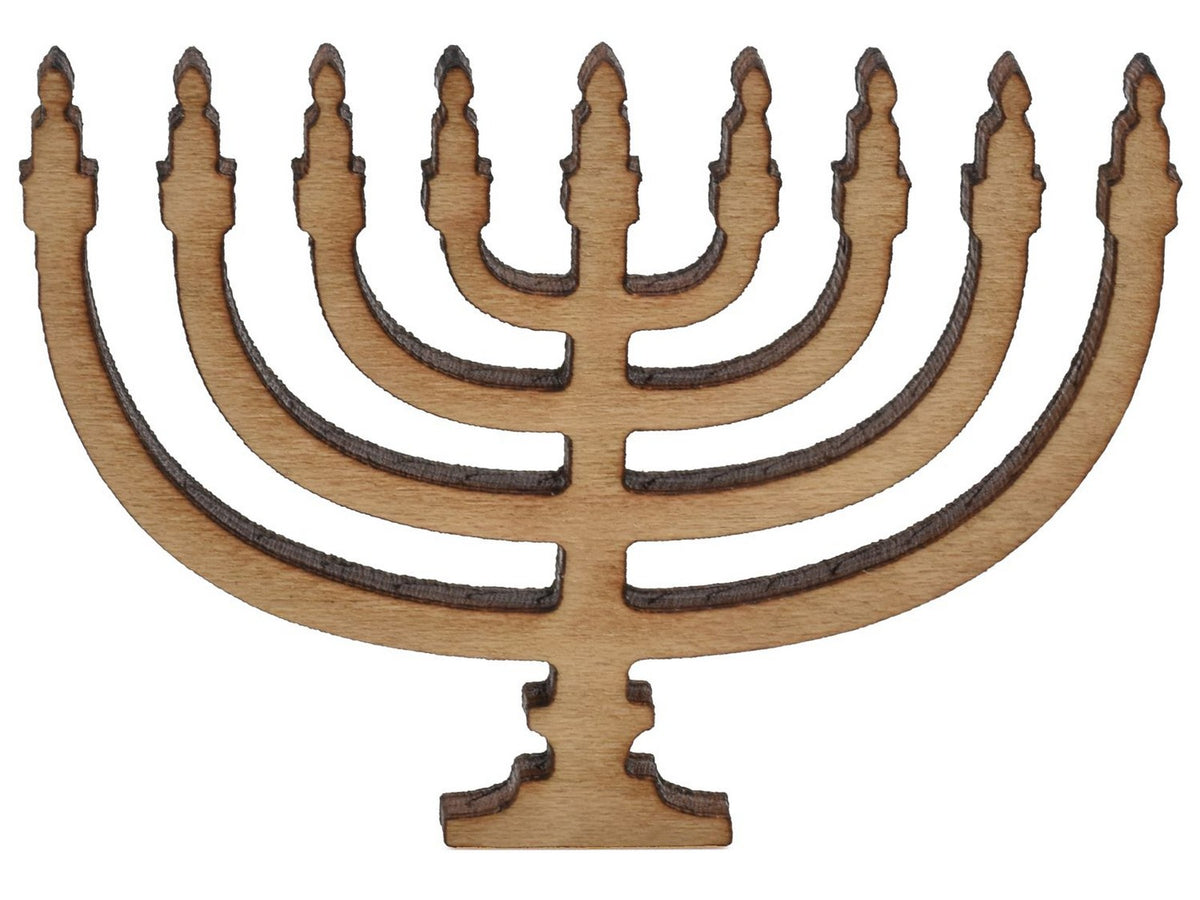 A closeup of a piece shaped like a menorah.