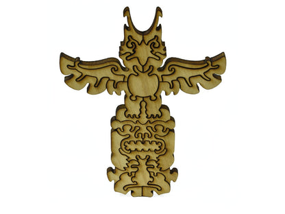 A closeup of pieces in the shape of a totem pole.