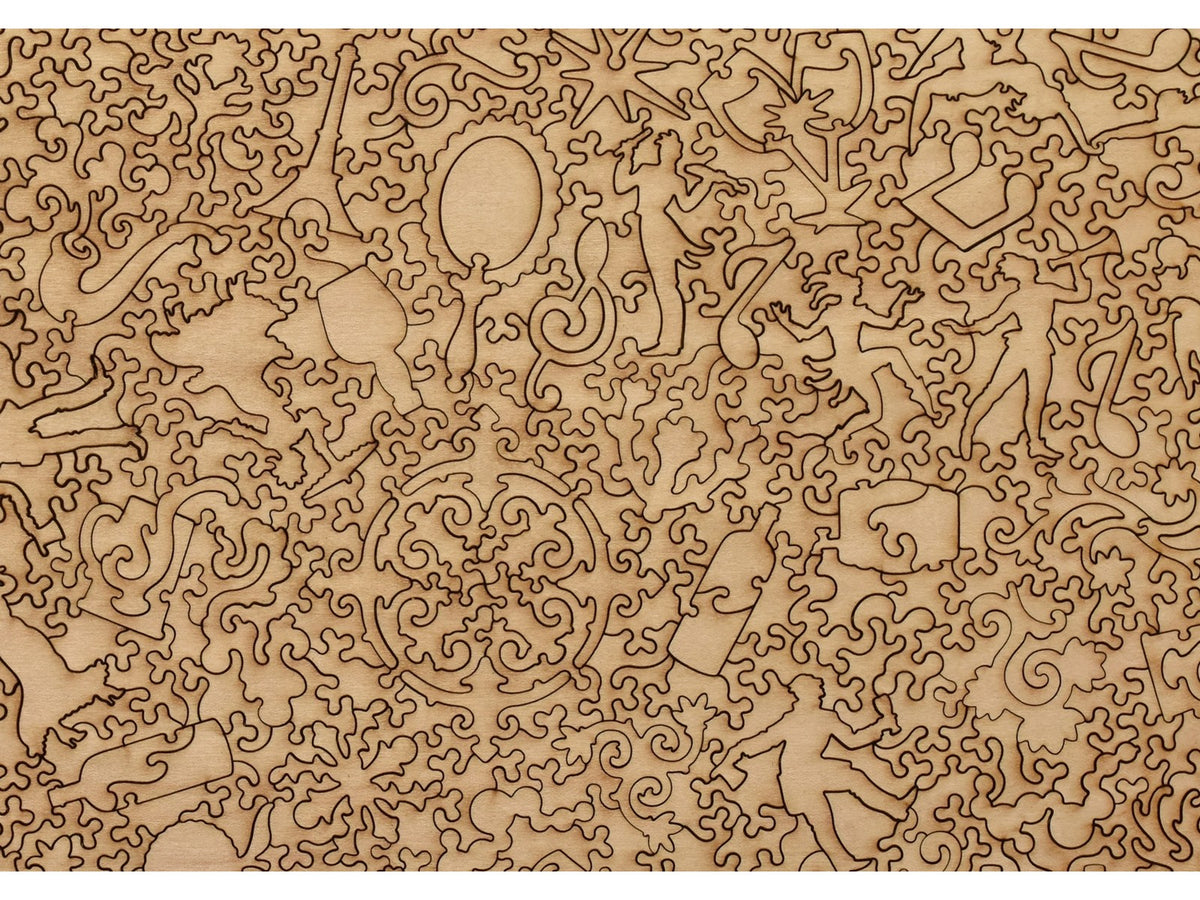 A closeup of the back of the puzzle, A Bar at the Folies-Bergère, showing the detail in the pieces.