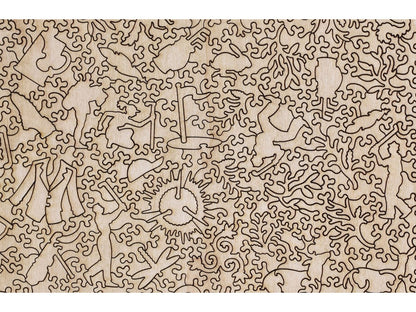 A closeup of the back of the puzzle, A Good Walk Spoiled, showing the detail in the pieces.