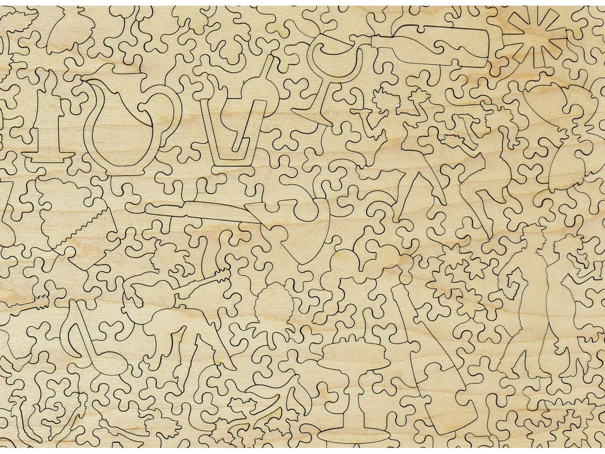 A closeup of the back of the puzzle, Al Fresco, showing the detail in the pieces.
