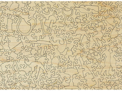 A closeup of the back of the puzzle, Al Fresco, showing the detail in the pieces.
