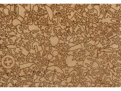 A closeup of the back of the puzzle, Backgammon, showing the detail in the pieces.