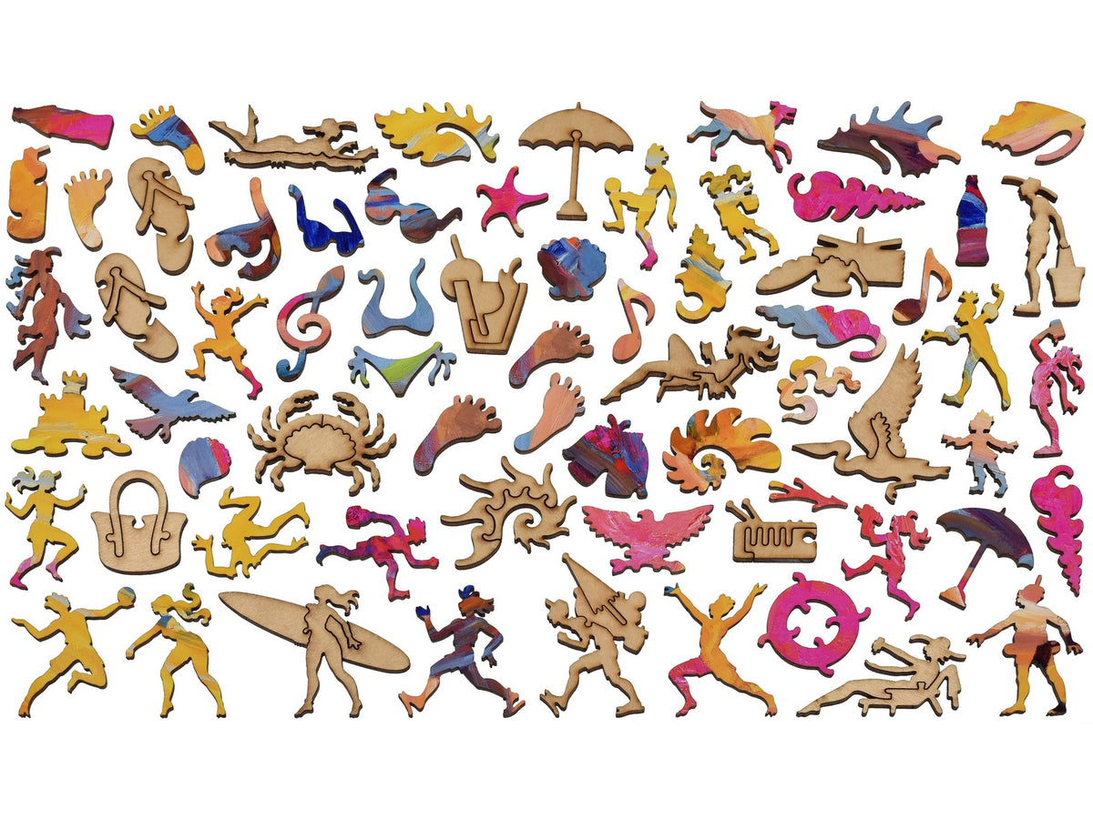 The whimsy pieces that can be found in the puzzle Backgammon.