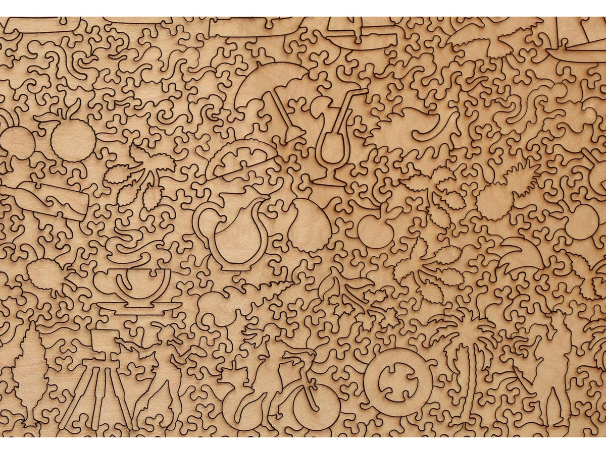 A closeup of the back of the puzzle, Beachside Palette, showing the detail in the pieces.