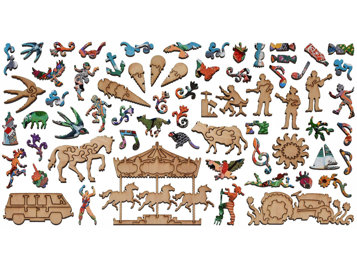 The whimsy pieces that can be found in the puzzle, Betty's Emporium.