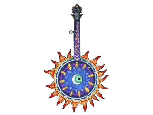 The front of the puzzle, Big Twang, in the shape of a banjo.