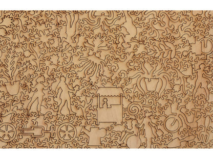 A closeup of the back of the puzzle, Blakes of Chelsea, showing the detail in the pieces.