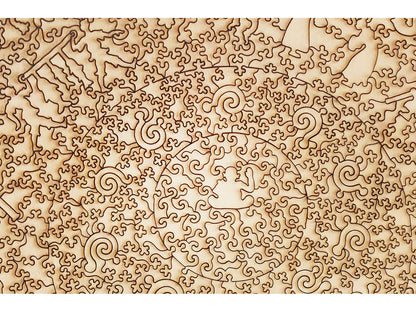 A closeup of the back of the puzzle, Buddha.