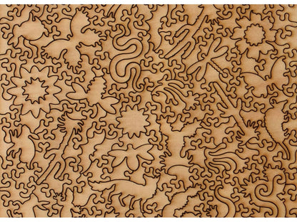 A closeup of the back of the puzzle, Cactus Flowers, showing the detail in the pieces.