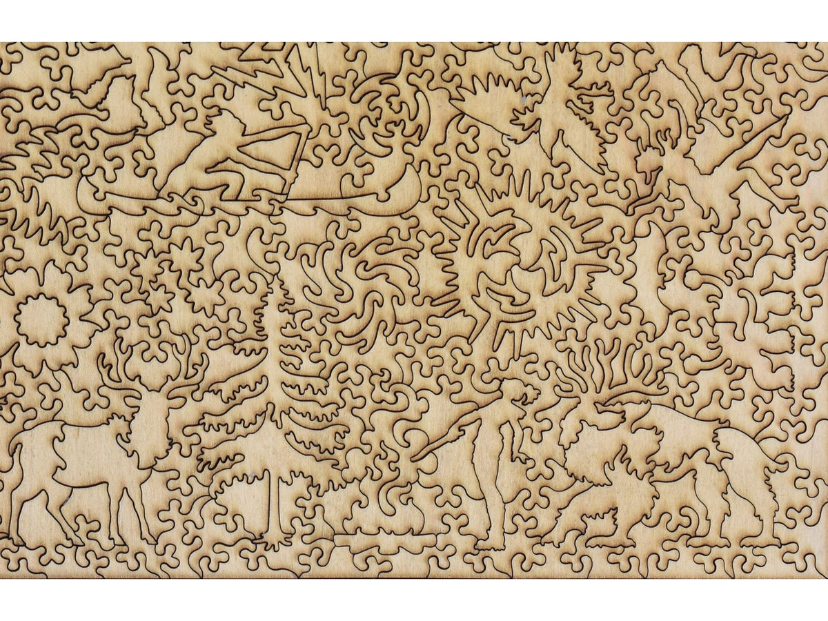 A closeup of the back of the puzzle, Canoe of Fate, showing detail in the pieces.