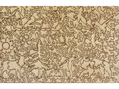 A closeup of the back of the puzzle, Canoe of Fate, showing detail in the pieces.