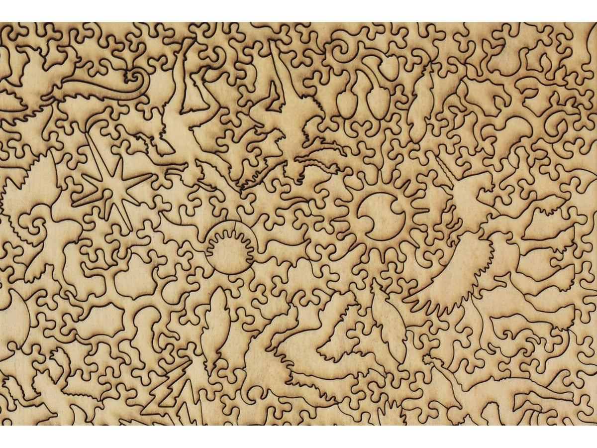 A second closeup of the back of the puzzle showing detail in the pieces.