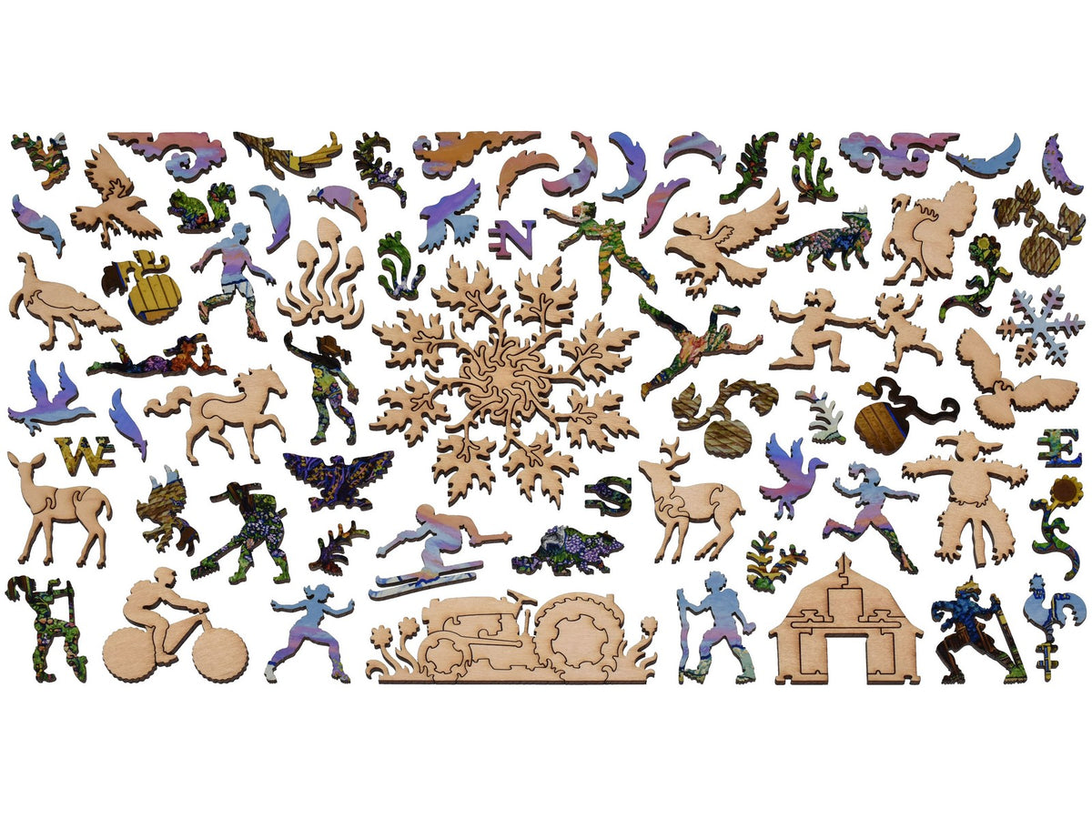 The whimsy pieces that can be found in the puzzle, Changing Seasons, Changing Light.