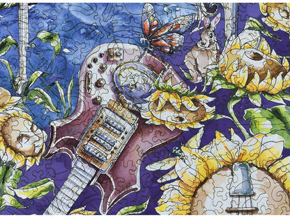 A closeup of the front of the puzzle, Channeling Jerry, showing the detail in the pieces.