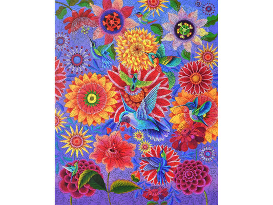 The front of the puzzle, A Charm of Hummingbirds.