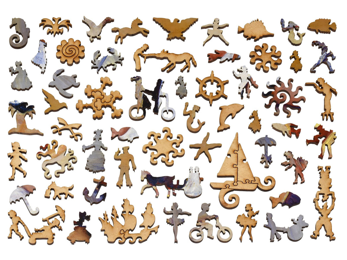 The whimsies that can be found in the puzzle, Children Playing on the Beach.