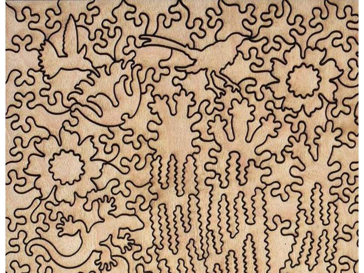 A closeup of the back of the puzzle, Cholla and Sahuaro, showing the detail in the pieces.