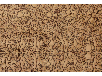 A closeup of the back of the puzzle, City Celebration, showing the detail in the pieces.