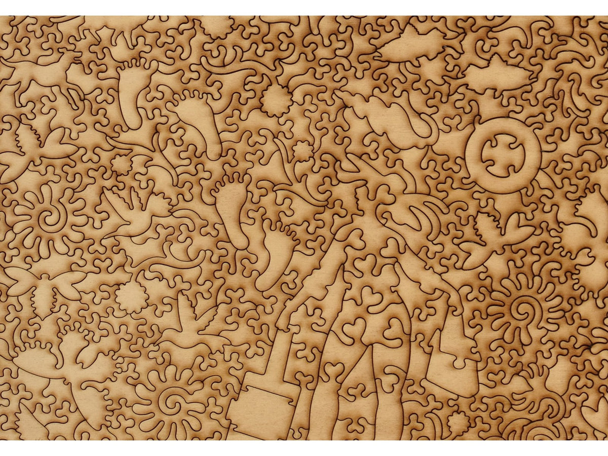A closeup of the back of the puzzle, Coastal Calling, showing the detail in the pieces.