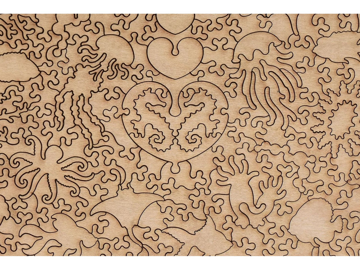 A closeup of the back of the puzzle, Courtship, showing the detail in the pieces.