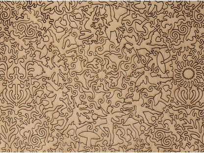 A closeup of the back of the puzzle, Dance of Spring, showing the detail in the pieces.