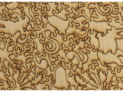 A closeup of the back of the puzzle, Deerful Santa.