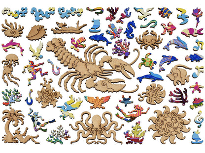 The whimsy pieces that can be found in the puzzle, Dolphin's Wake.