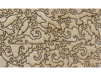 A closeup of the back of the puzzle, Étretat: The Beach and the Falaise d'Amont, showing the detail in the pieces.