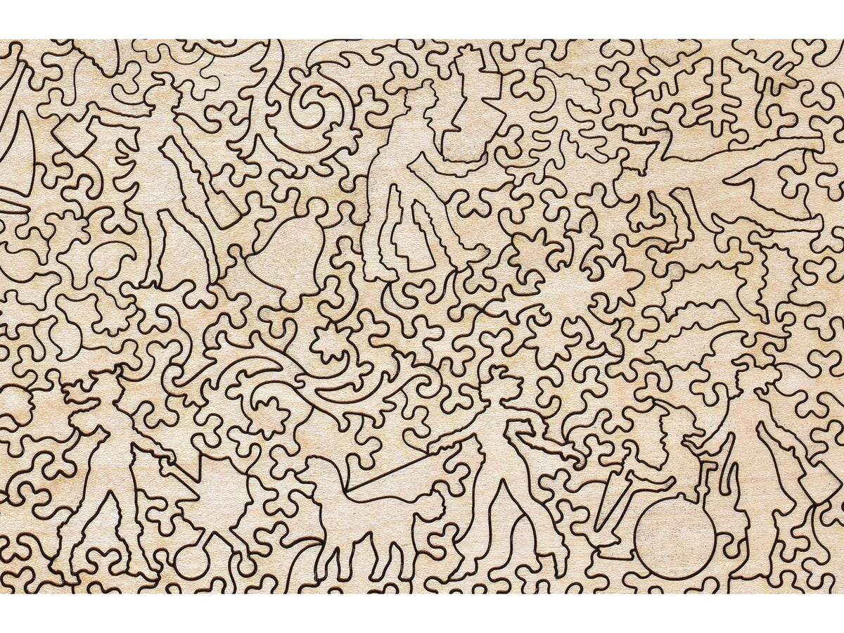 A closeup of the back of the puzzle, Everyone's Welcome at Liberty Puzzles on Pearl, showing the detail in the pieces.