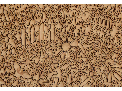 A closeup of the back of the puzzle, Fireworks, showing the detail in the pieces.
