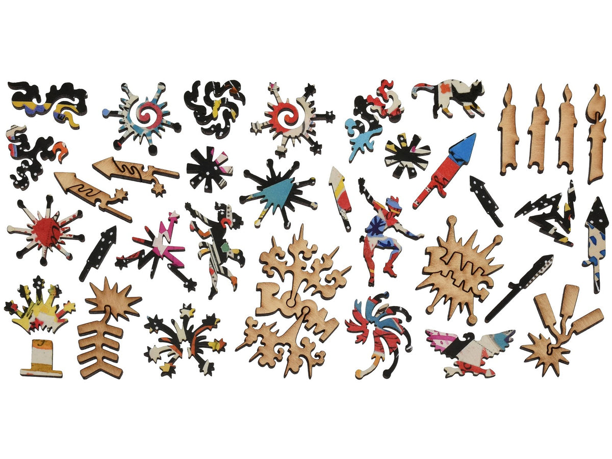 The whimsy pieces that can be found in the puzzle, Fireworks.