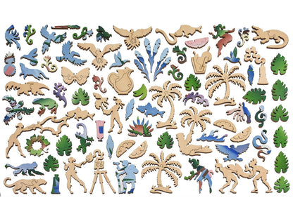The whimsies that can be found in the puzzle, Fisherman or Exotic Lands.