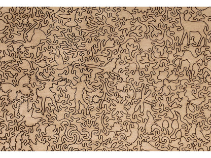 A closeup of the back of the puzzle, Floral Frolic, showing the detail in the pieces.