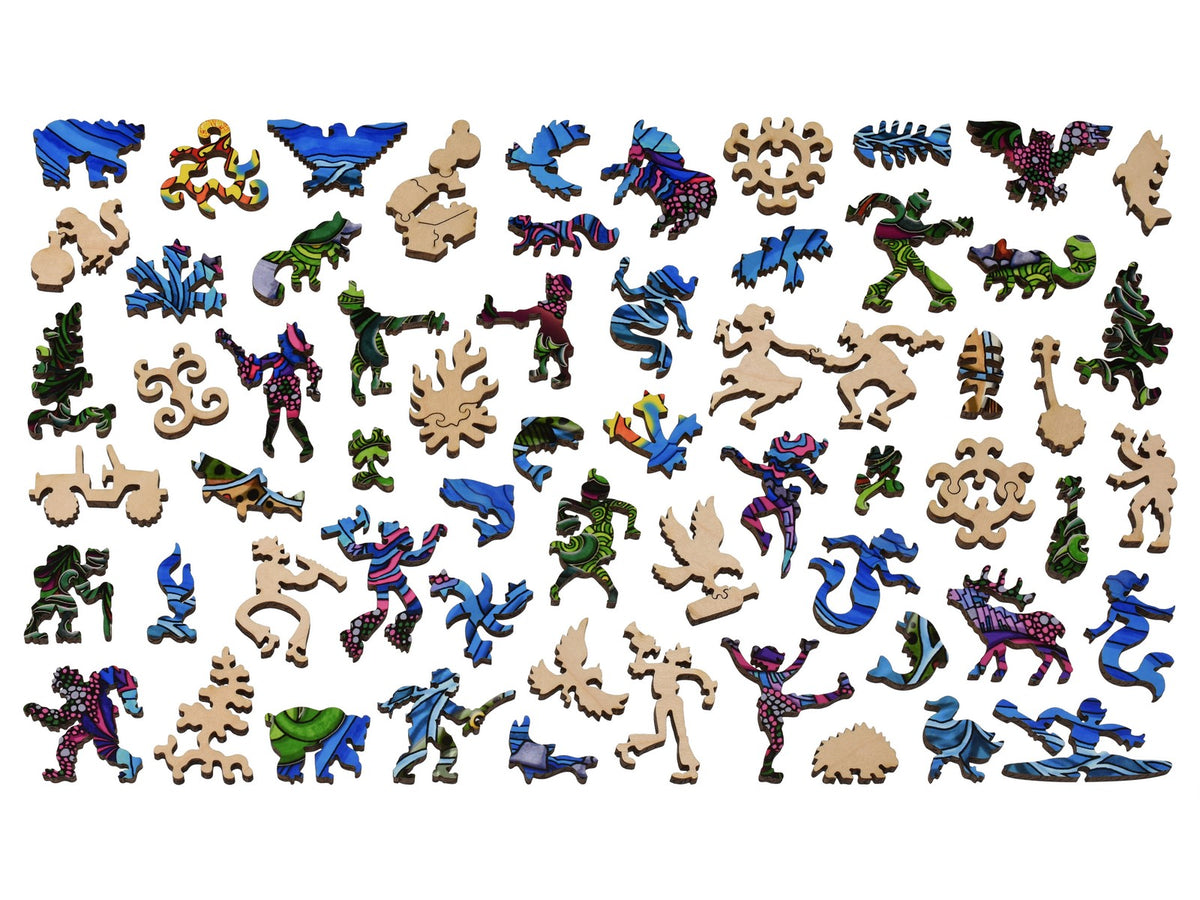 The whimsies that can be found in the puzzle, forest lakes.