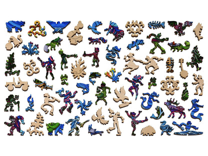 The whimsies that can be found in the puzzle, forest lakes.