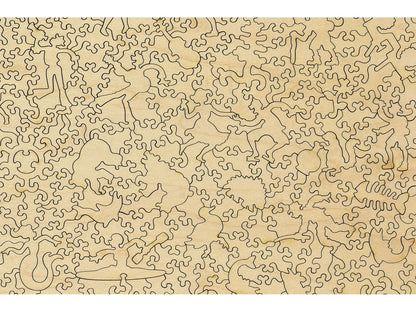 A closeup of the back of the puzzle, forest lakes.