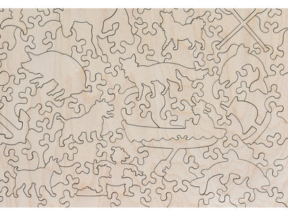 A closeup of the back of the puzzle, Friends that Row Together.