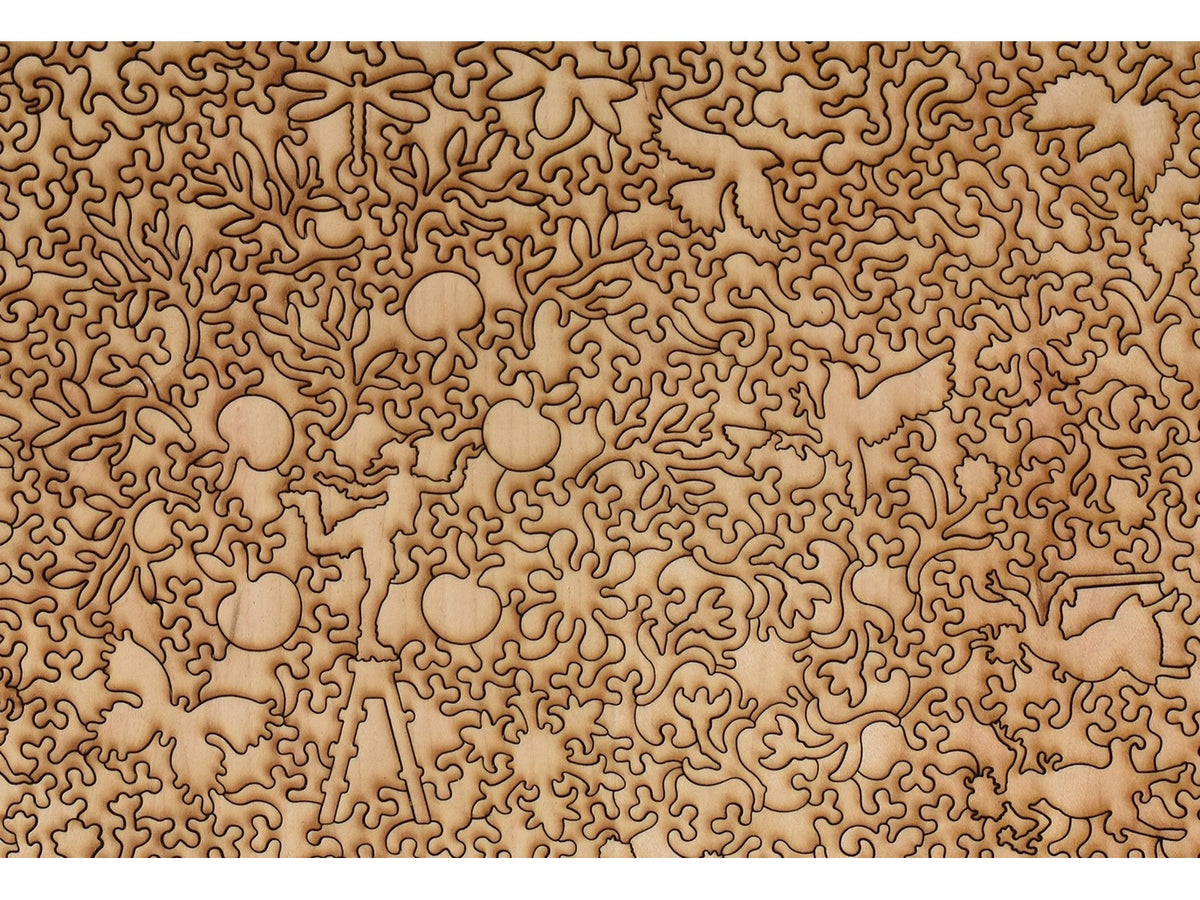 A closeup of the back of the puzzle, The Garden of Les Mathurins, showing the detail in the pieces.