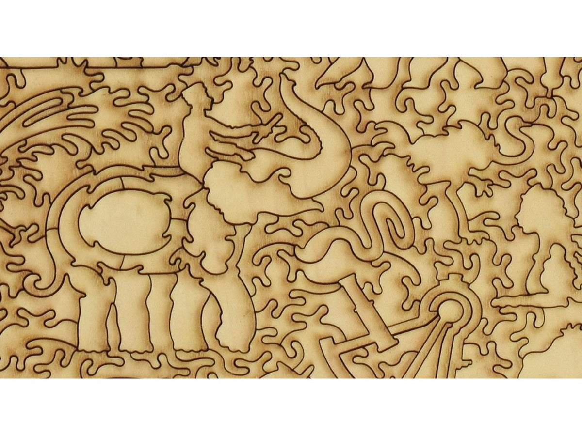 A closeup of the back of the puzzle, Grand Circuit Des Capitales, showing the detail in the pieces